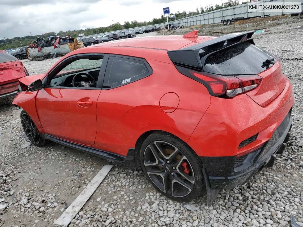 2019 Hyundai Veloster N VIN: KMHT36AH0KU001278 Lot: 72789884