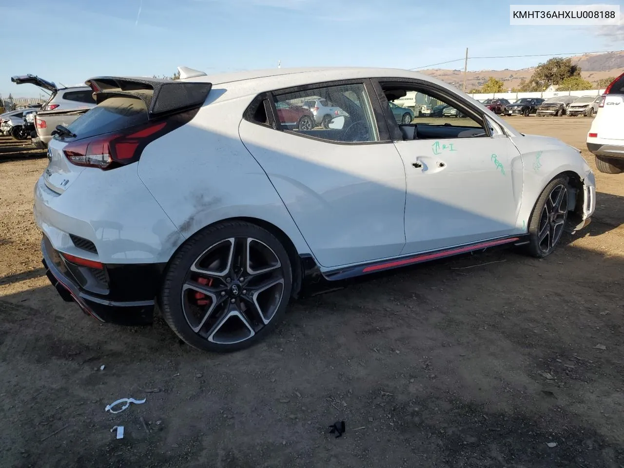 2020 Hyundai Veloster N VIN: KMHT36AHXLU008188 Lot: 78117814