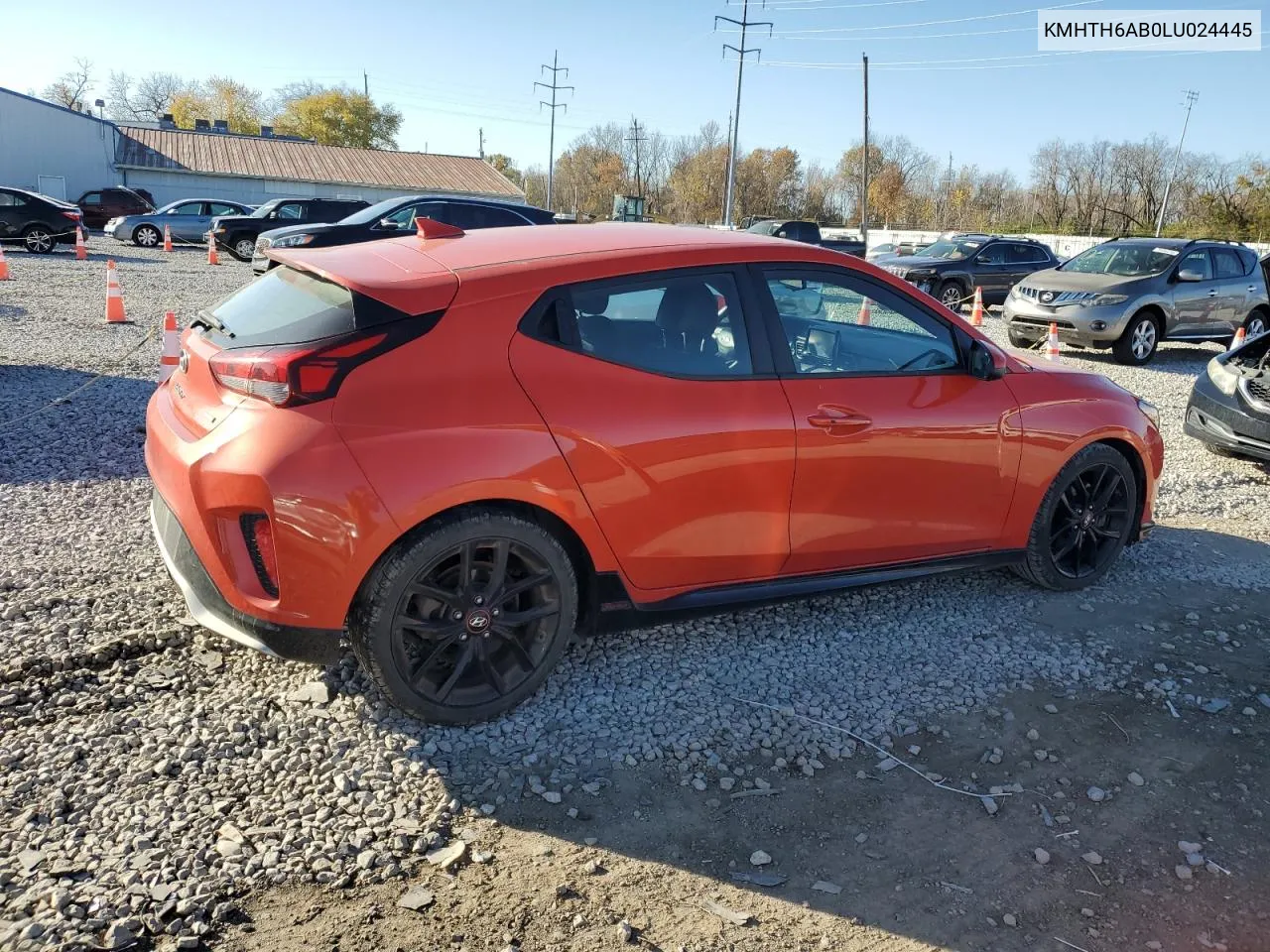 2020 Hyundai Veloster Turbo VIN: KMHTH6AB0LU024445 Lot: 79214764