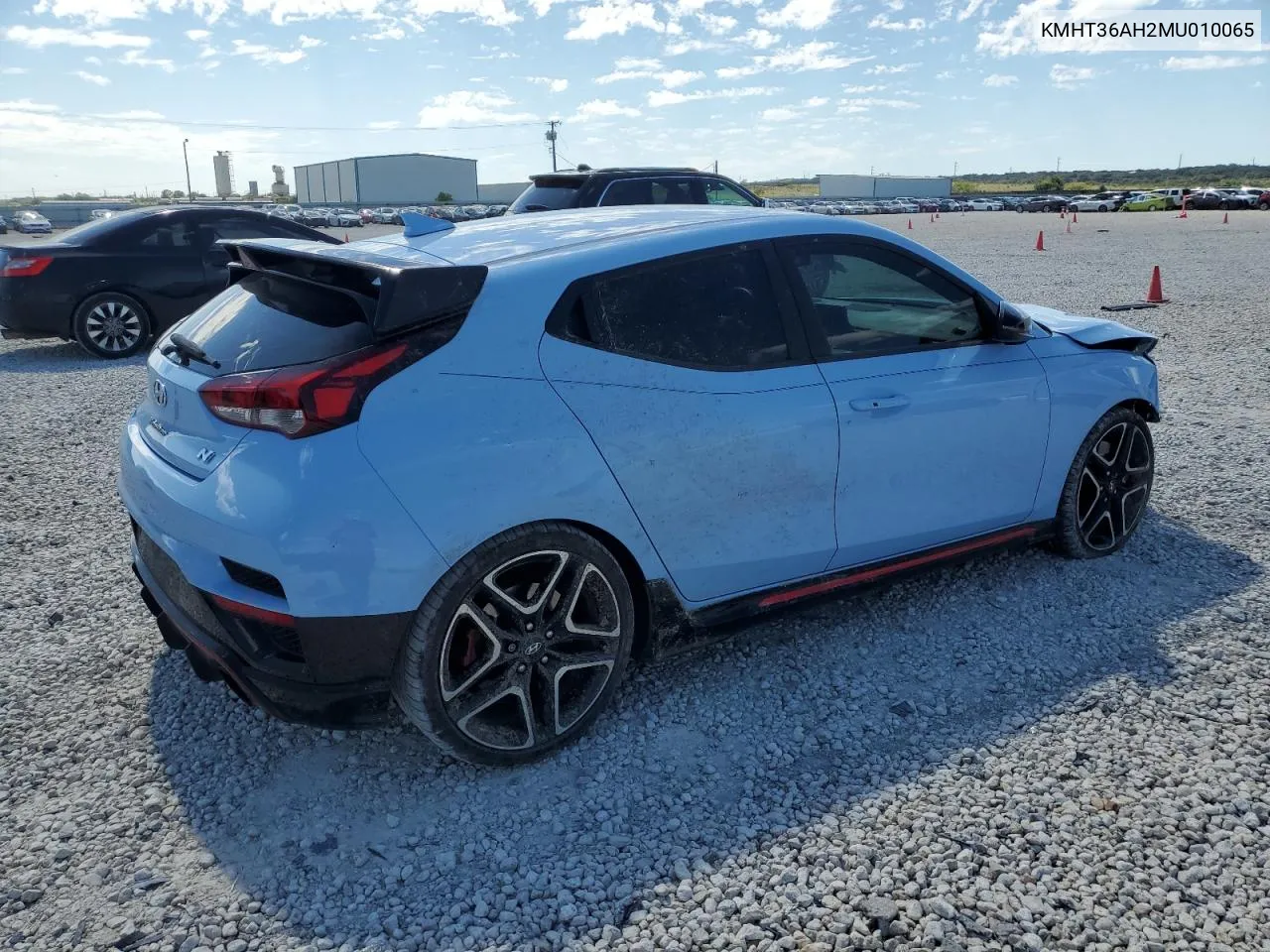 2021 Hyundai Veloster N VIN: KMHT36AH2MU010065 Lot: 70975064