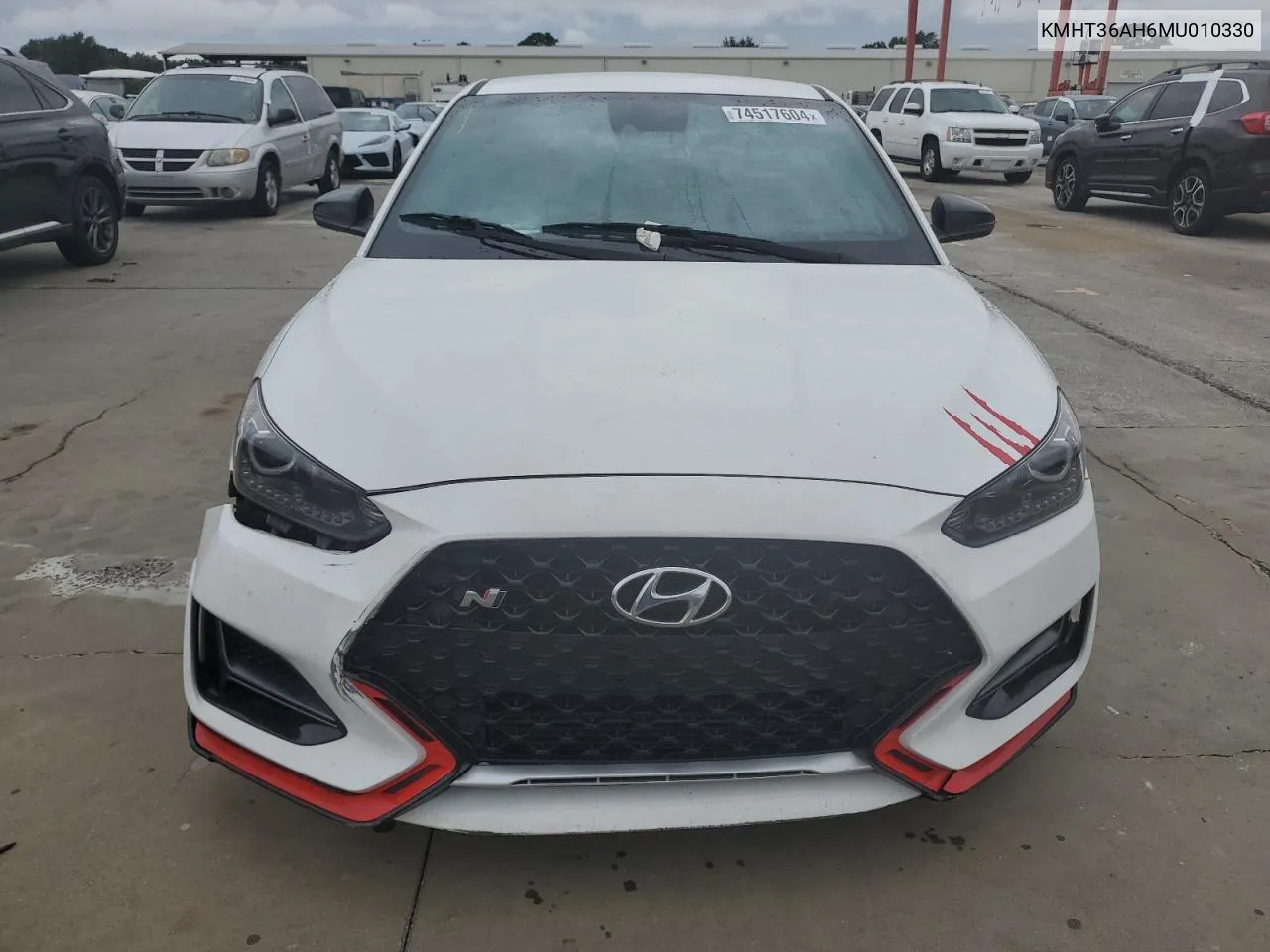 2021 Hyundai Veloster N VIN: KMHT36AH6MU010330 Lot: 74517604