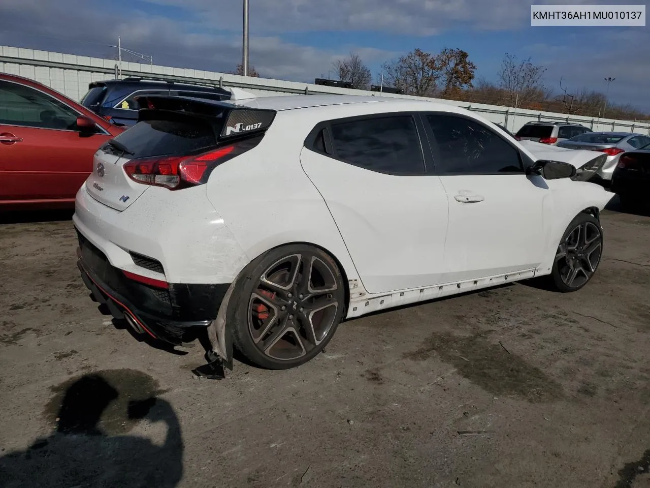 2021 Hyundai Veloster N VIN: KMHT36AH1MU010137 Lot: 81410684