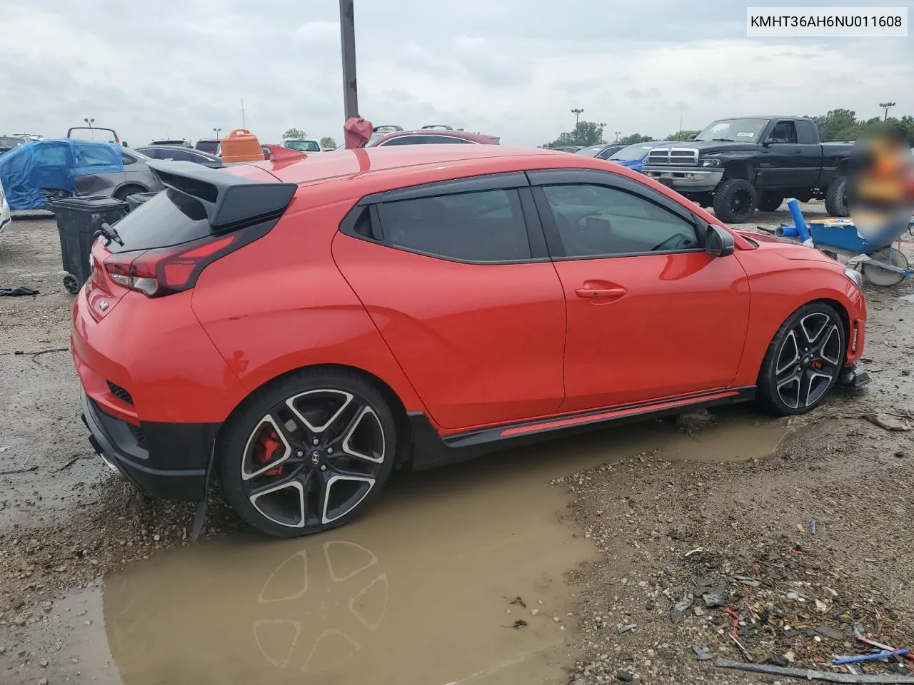 2022 Hyundai Veloster N VIN: KMHT36AH6NU011608 Lot: 64845314