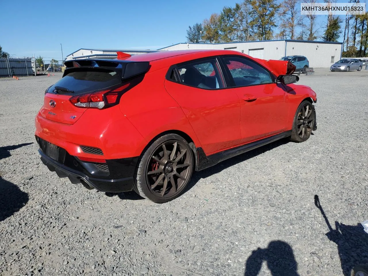 2022 Hyundai Veloster N VIN: KMHT36AHXNU015323 Lot: 72847014