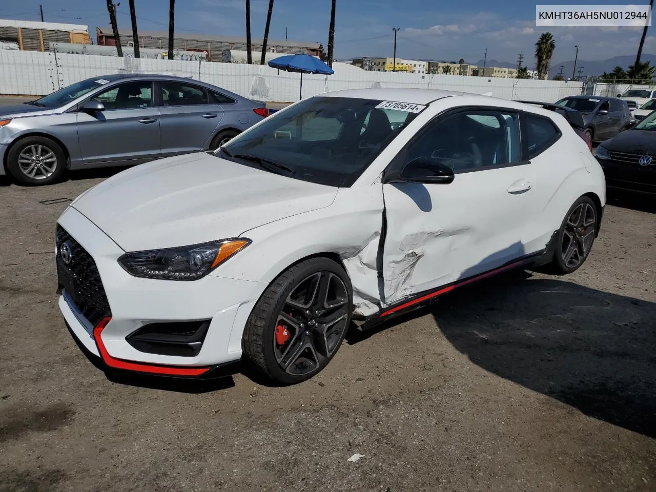 2022 Hyundai Veloster N VIN: KMHT36AH5NU012944 Lot: 73705614