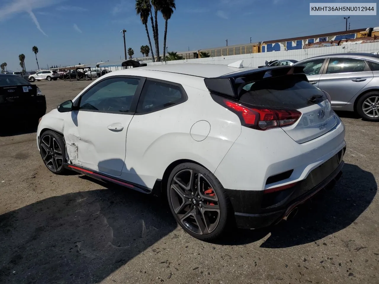 2022 Hyundai Veloster N VIN: KMHT36AH5NU012944 Lot: 73705614