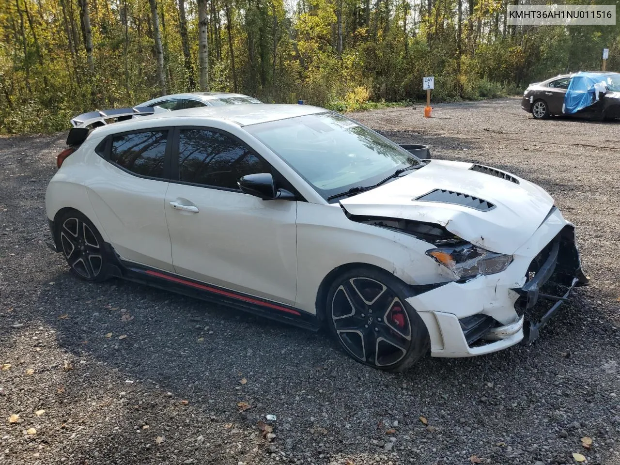 2022 Hyundai Veloster N VIN: KMHT36AH1NU011516 Lot: 74072874