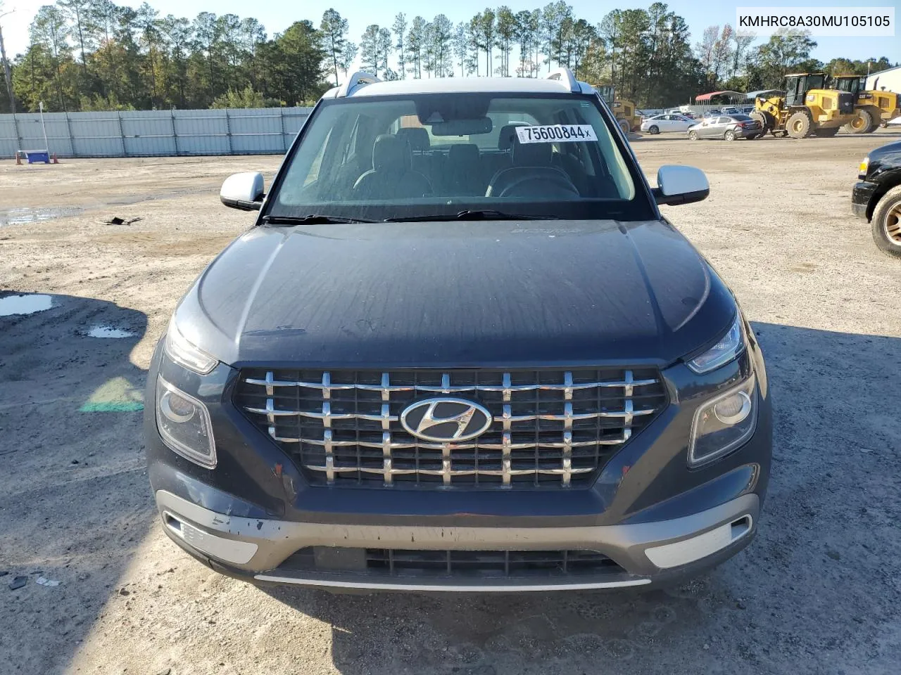 2021 Hyundai Venue Sel VIN: KMHRC8A30MU105105 Lot: 75600844