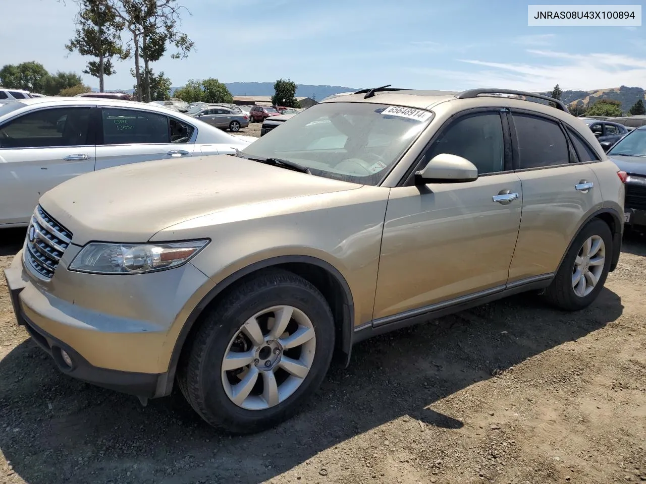 2003 Infiniti Fx35 VIN: JNRAS08U43X100894 Lot: 65648914