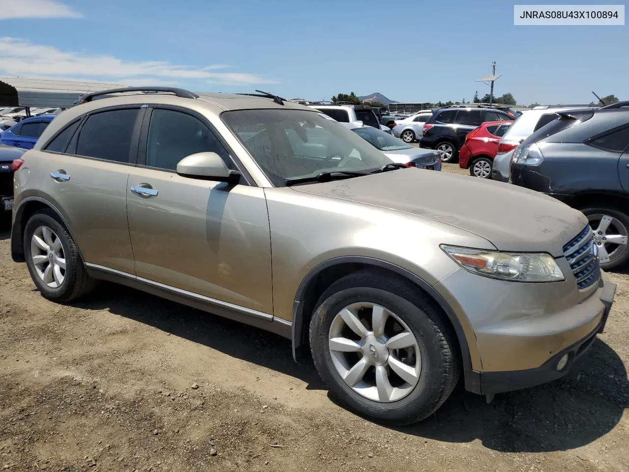 2003 Infiniti Fx35 VIN: JNRAS08U43X100894 Lot: 65648914