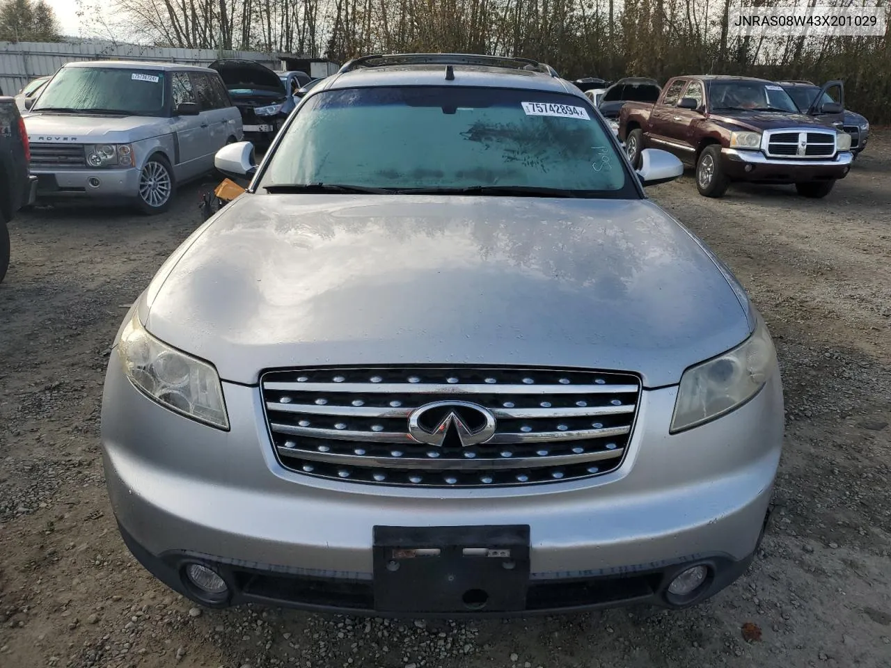 2003 Infiniti Fx35 VIN: JNRAS08W43X201029 Lot: 75742894