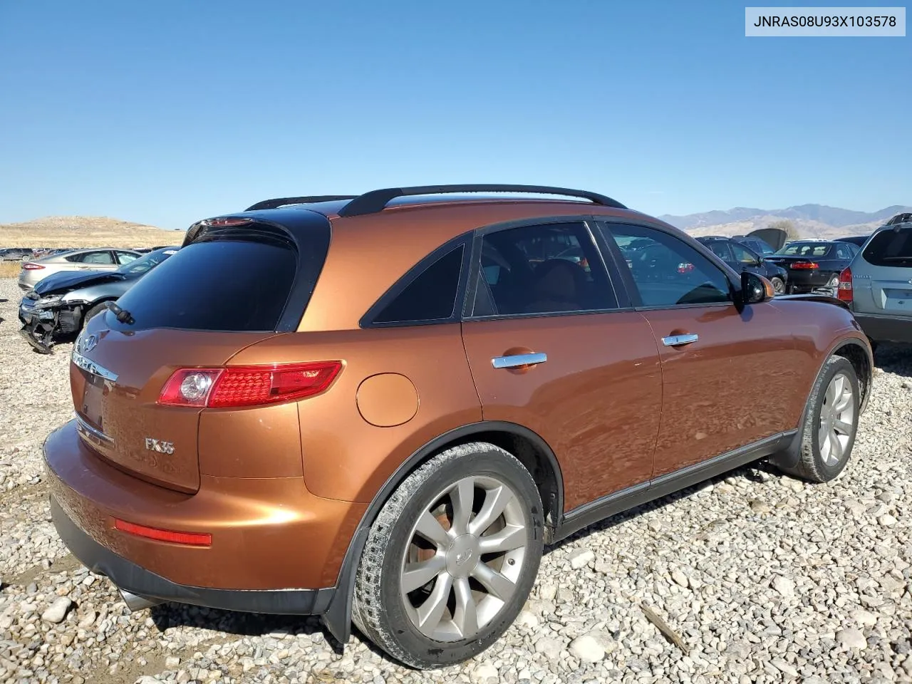 2003 Infiniti Fx35 VIN: JNRAS08U93X103578 Lot: 76697074