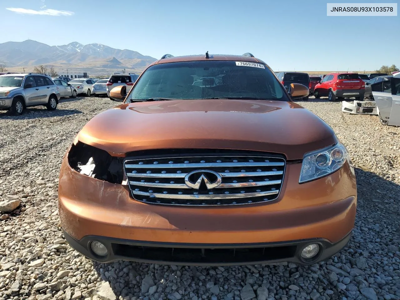 2003 Infiniti Fx35 VIN: JNRAS08U93X103578 Lot: 76697074