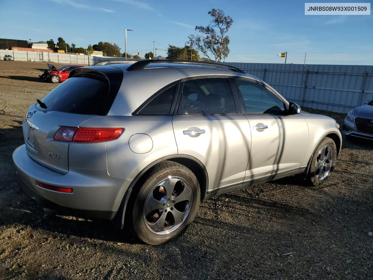 2003 Infiniti Fx45 VIN: JNRBS08W93X001509 Lot: 80476184