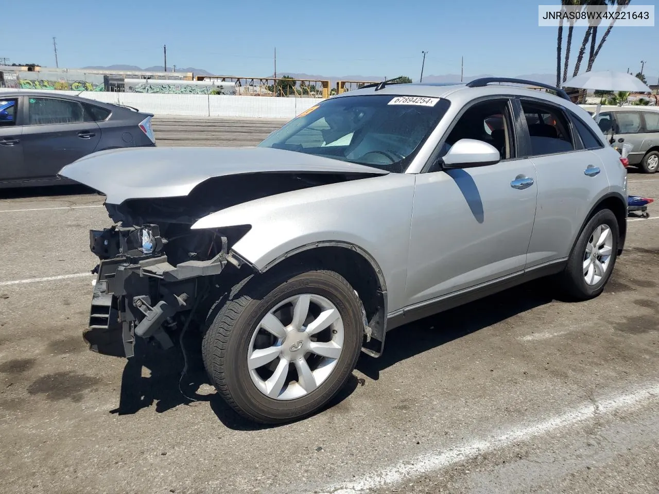 2004 Infiniti Fx35 VIN: JNRAS08WX4X221643 Lot: 67894254