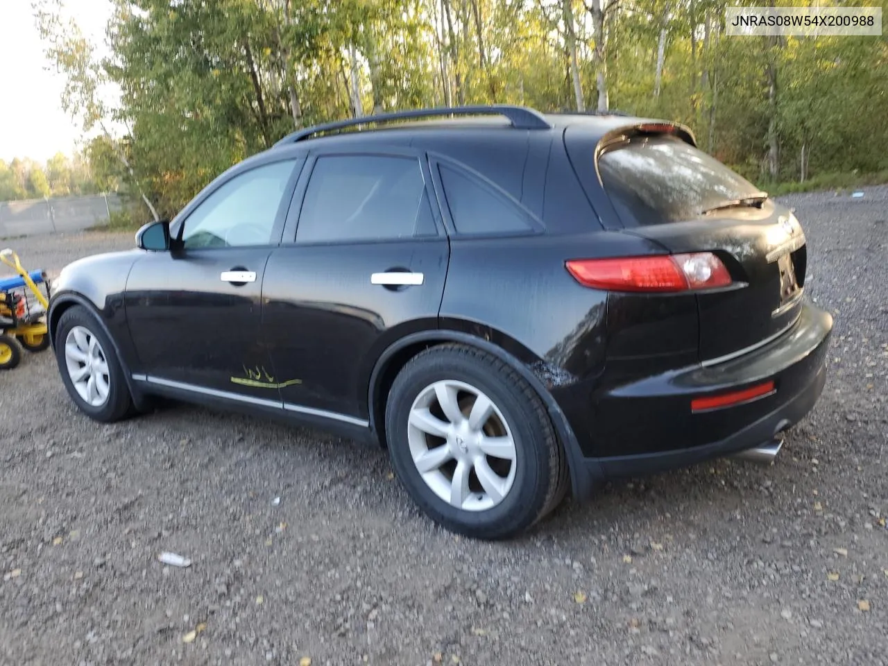 2004 Infiniti Fx35 VIN: JNRAS08W54X200988 Lot: 72281414