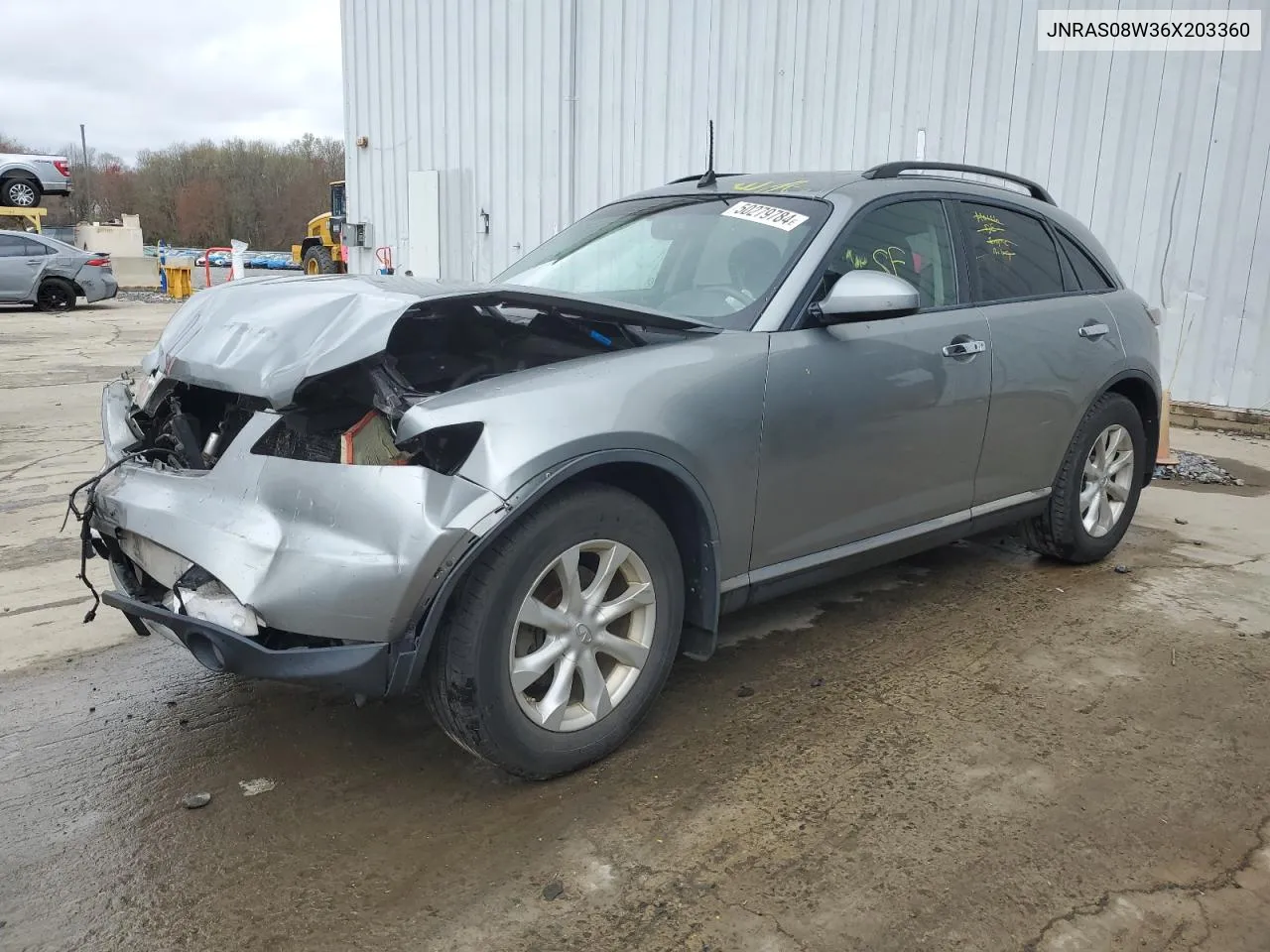 2006 Infiniti Fx35 VIN: JNRAS08W36X203360 Lot: 50279784