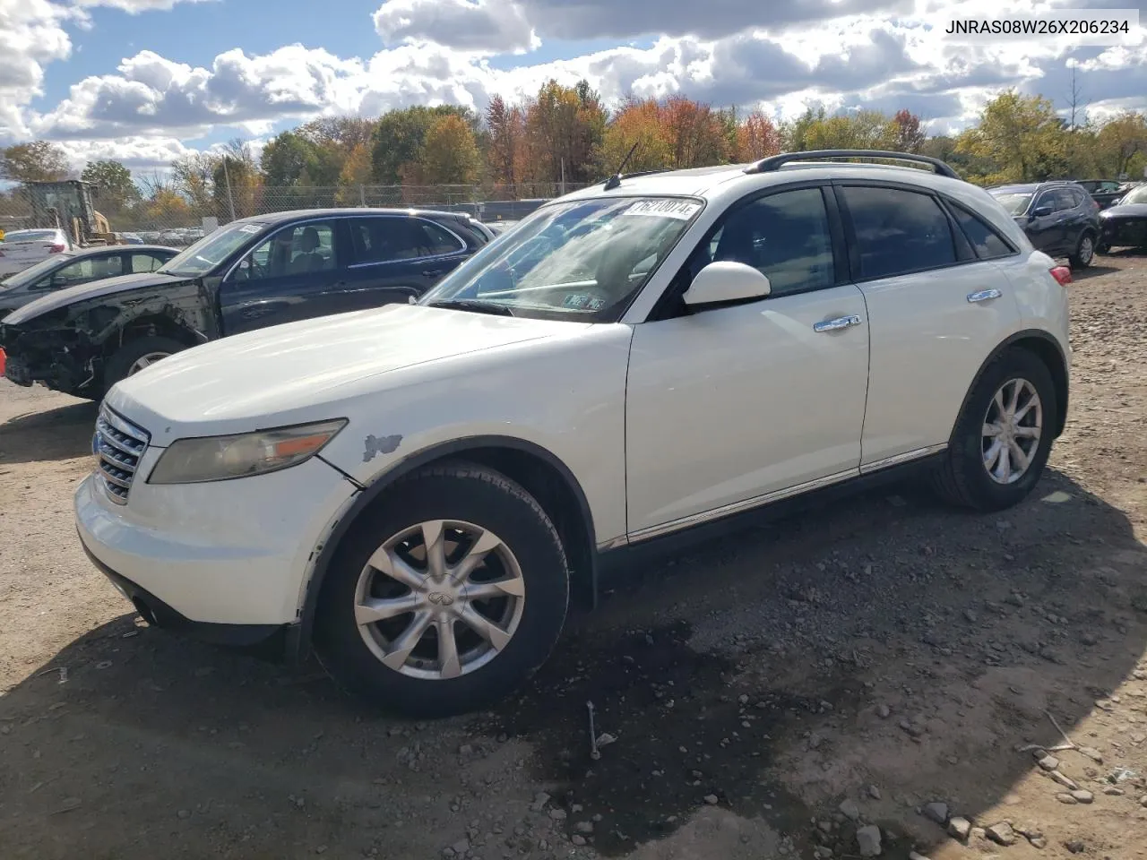 2006 Infiniti Fx35 VIN: JNRAS08W26X206234 Lot: 76210074