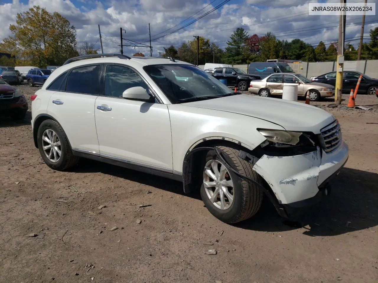 2006 Infiniti Fx35 VIN: JNRAS08W26X206234 Lot: 76210074