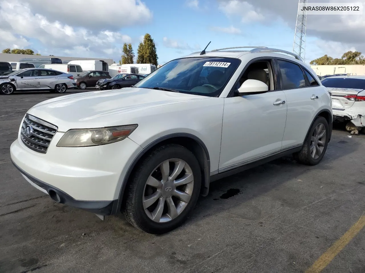 2006 Infiniti Fx35 VIN: JNRAS08W86X205122 Lot: 78112114