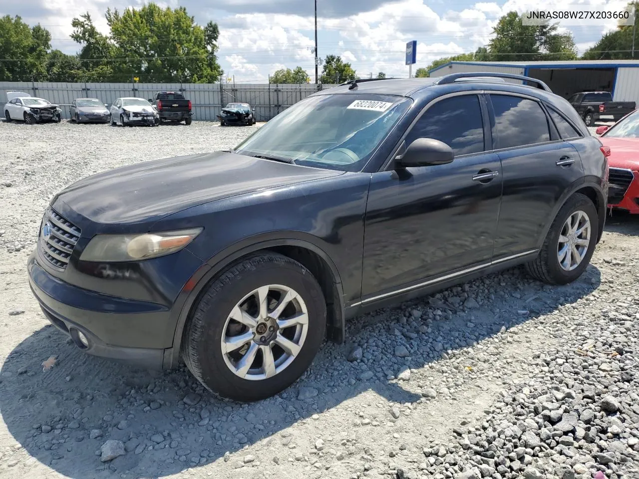 2007 Infiniti Fx35 VIN: JNRAS08W27X203660 Lot: 68220074