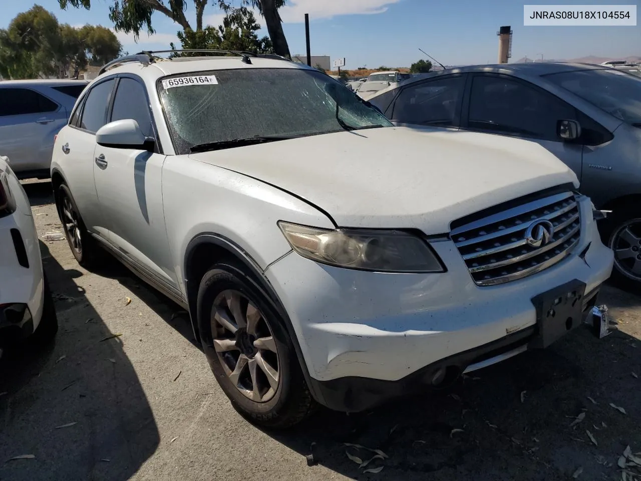 2008 Infiniti Fx35 VIN: JNRAS08U18X104554 Lot: 65936164