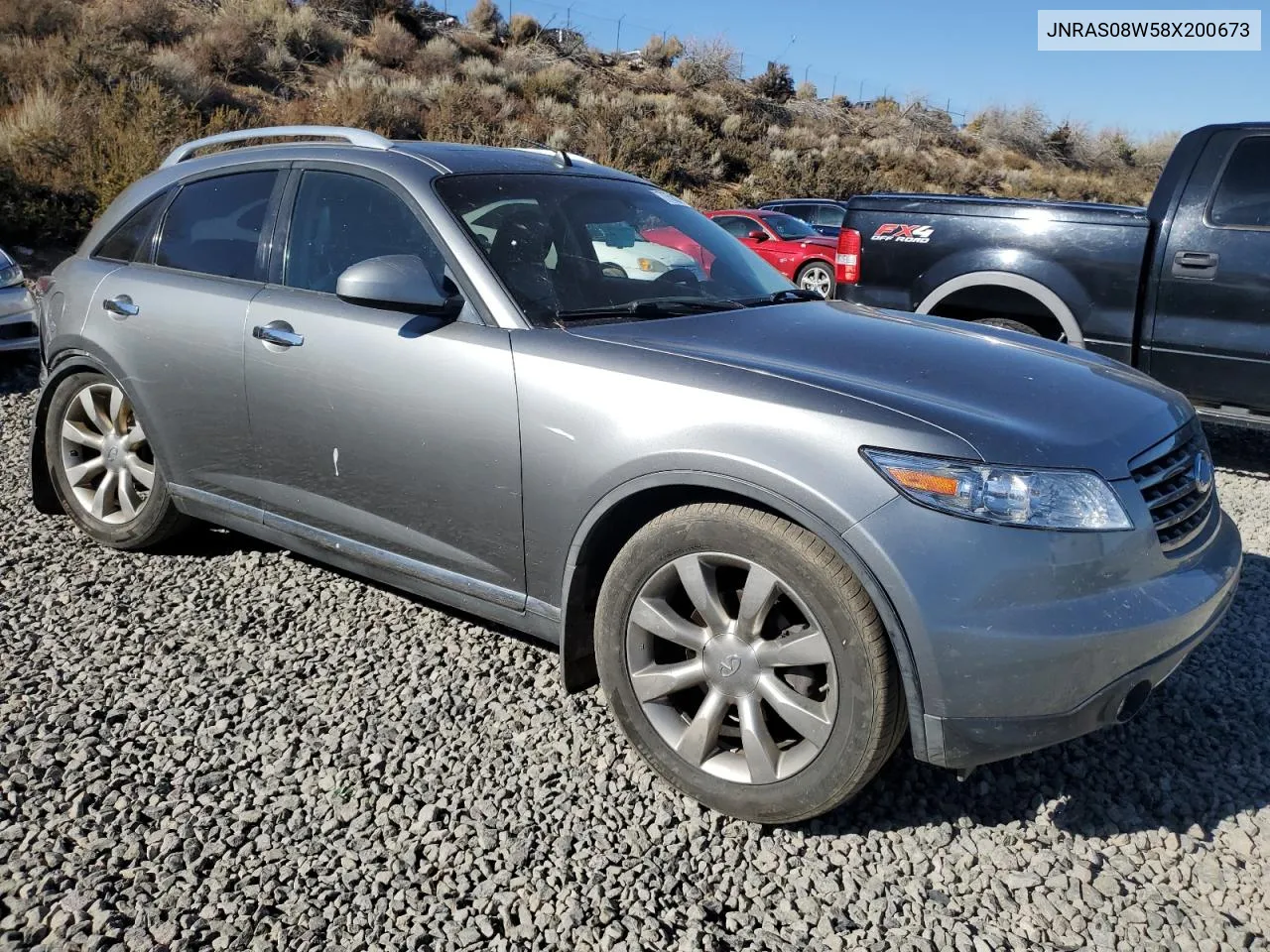 2008 Infiniti Fx35 VIN: JNRAS08W58X200673 Lot: 77588674