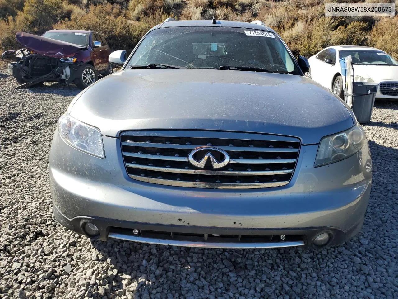 2008 Infiniti Fx35 VIN: JNRAS08W58X200673 Lot: 77588674