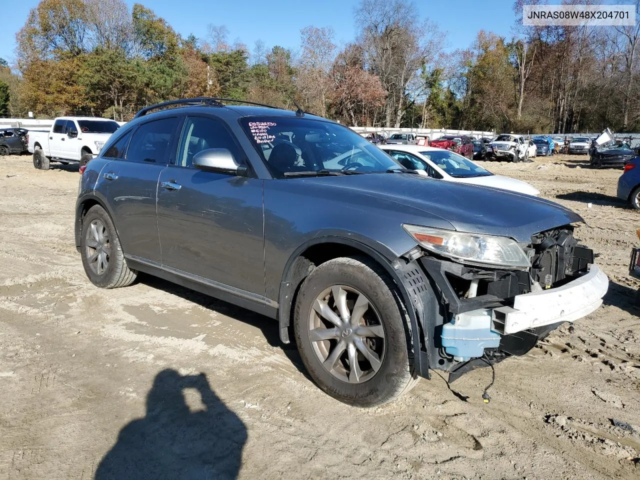 2008 Infiniti Fx35 VIN: JNRAS08W48X204701 Lot: 79502364