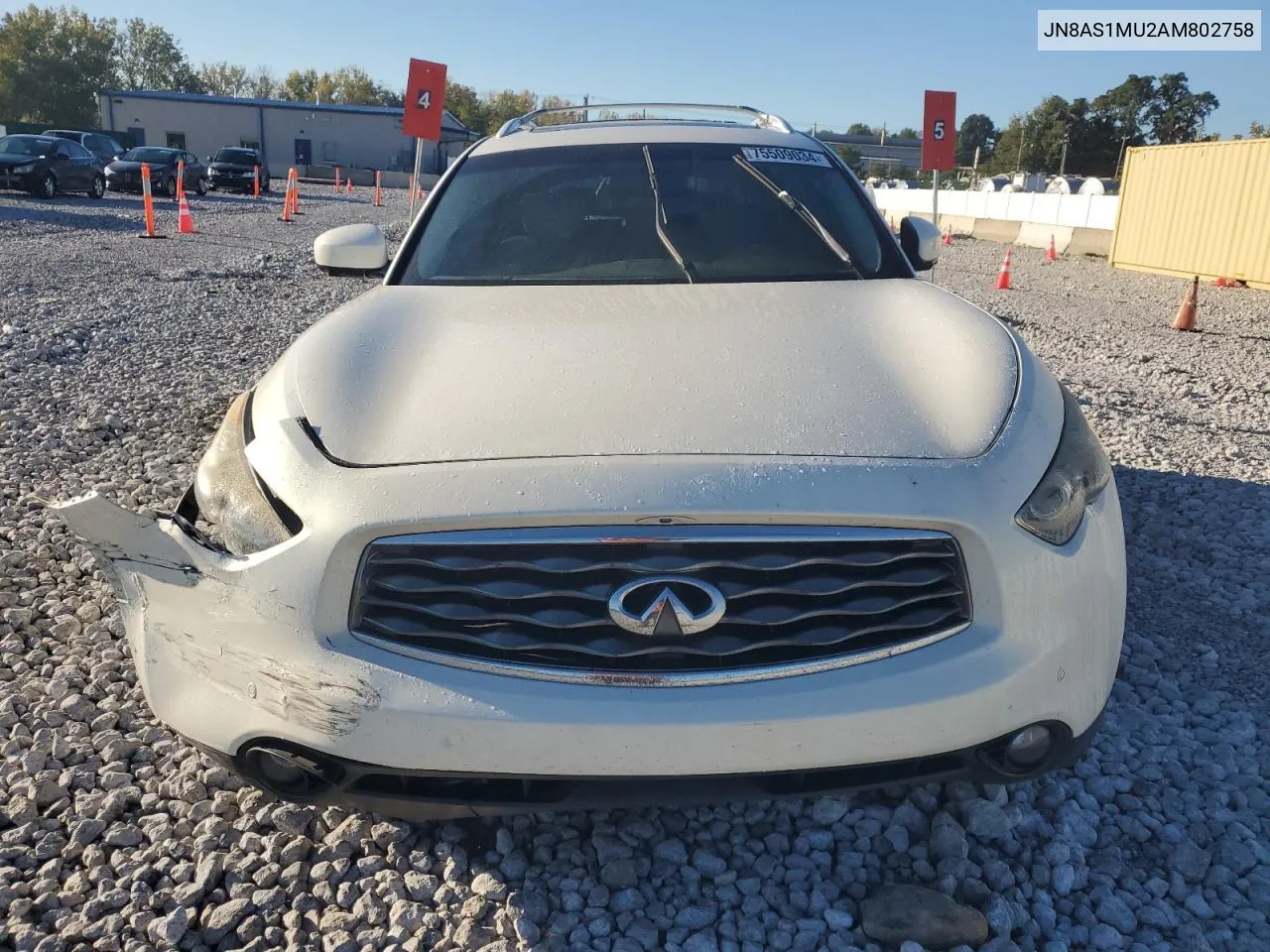 2010 Infiniti Fx35 VIN: JN8AS1MU2AM802758 Lot: 75509034