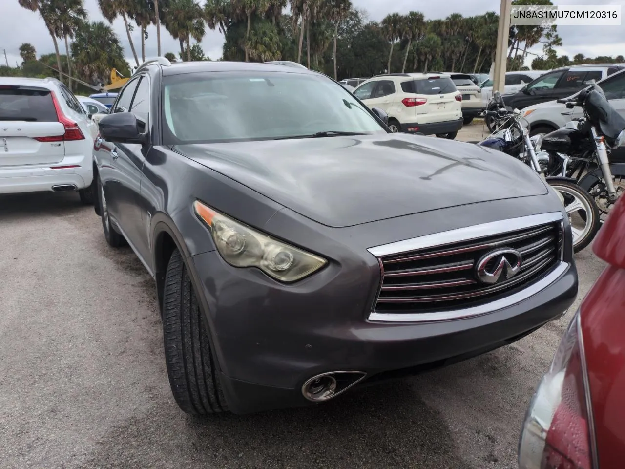 2012 Infiniti Fx35 VIN: JN8AS1MU7CM120316 Lot: 75073144