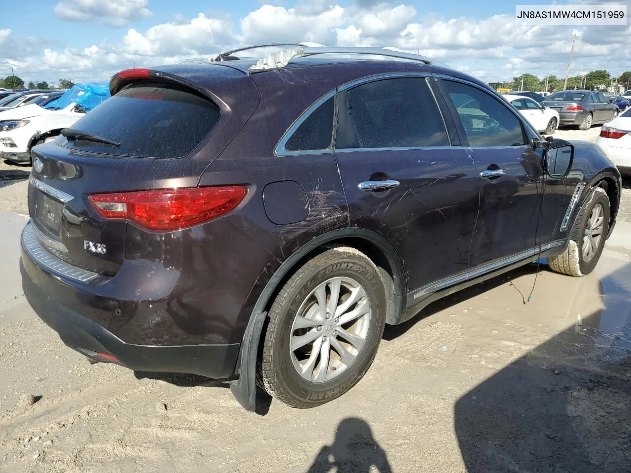 2012 Infiniti Fx35 VIN: JN8AS1MW4CM151959 Lot: 77681374