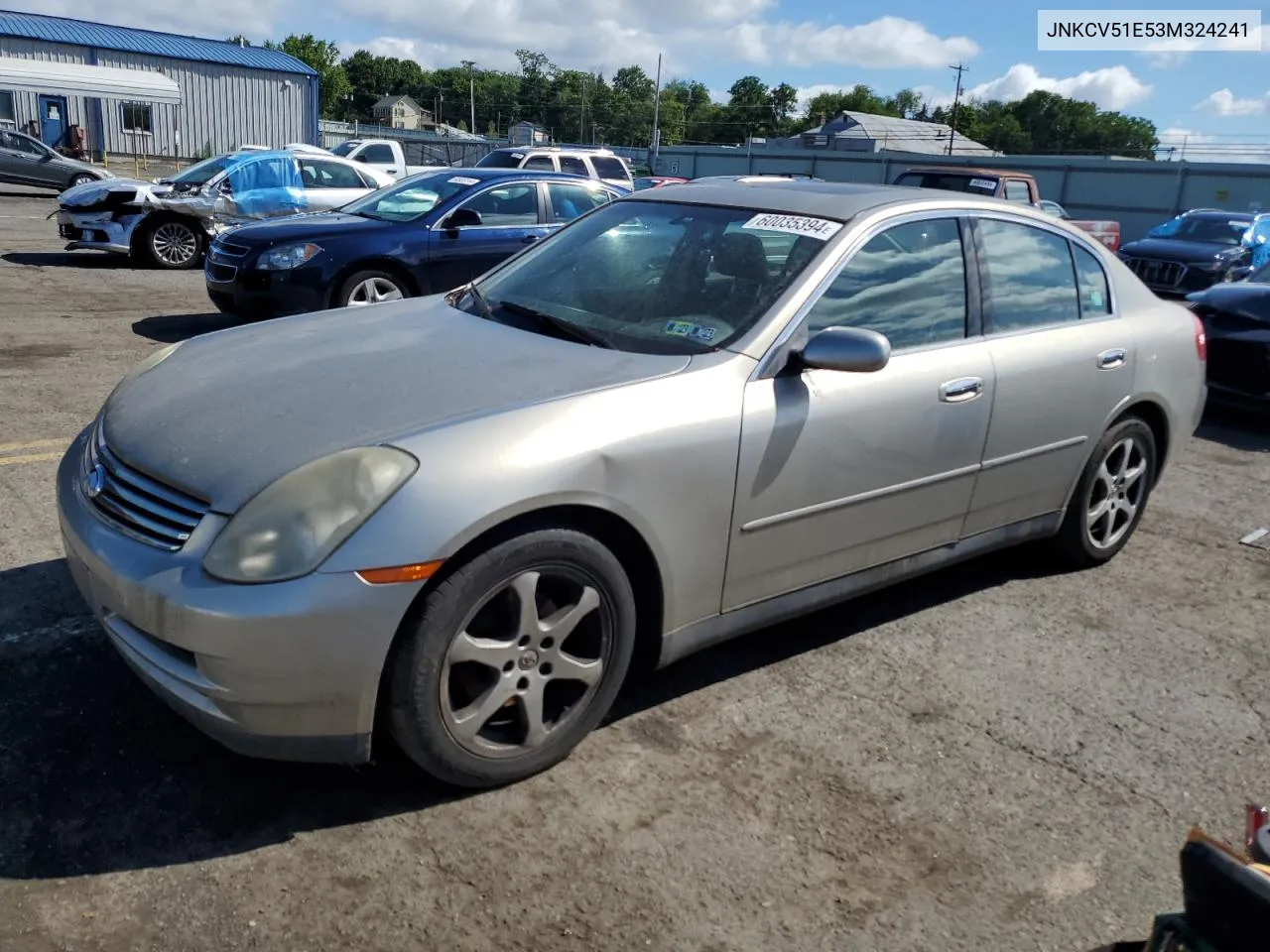 2003 Infiniti G35 VIN: JNKCV51E53M324241 Lot: 60035394