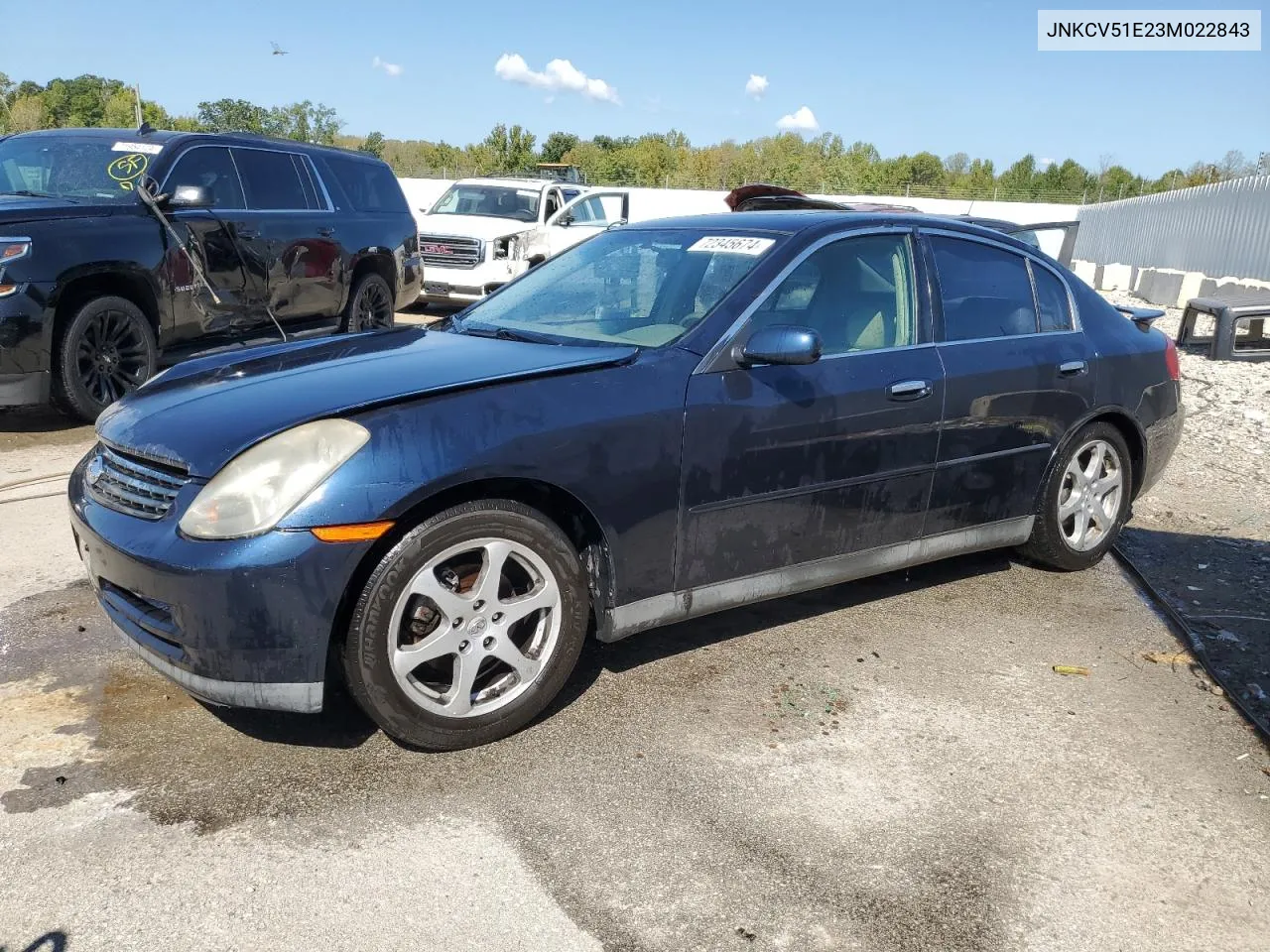 2003 Infiniti G35 VIN: JNKCV51E23M022843 Lot: 72345674