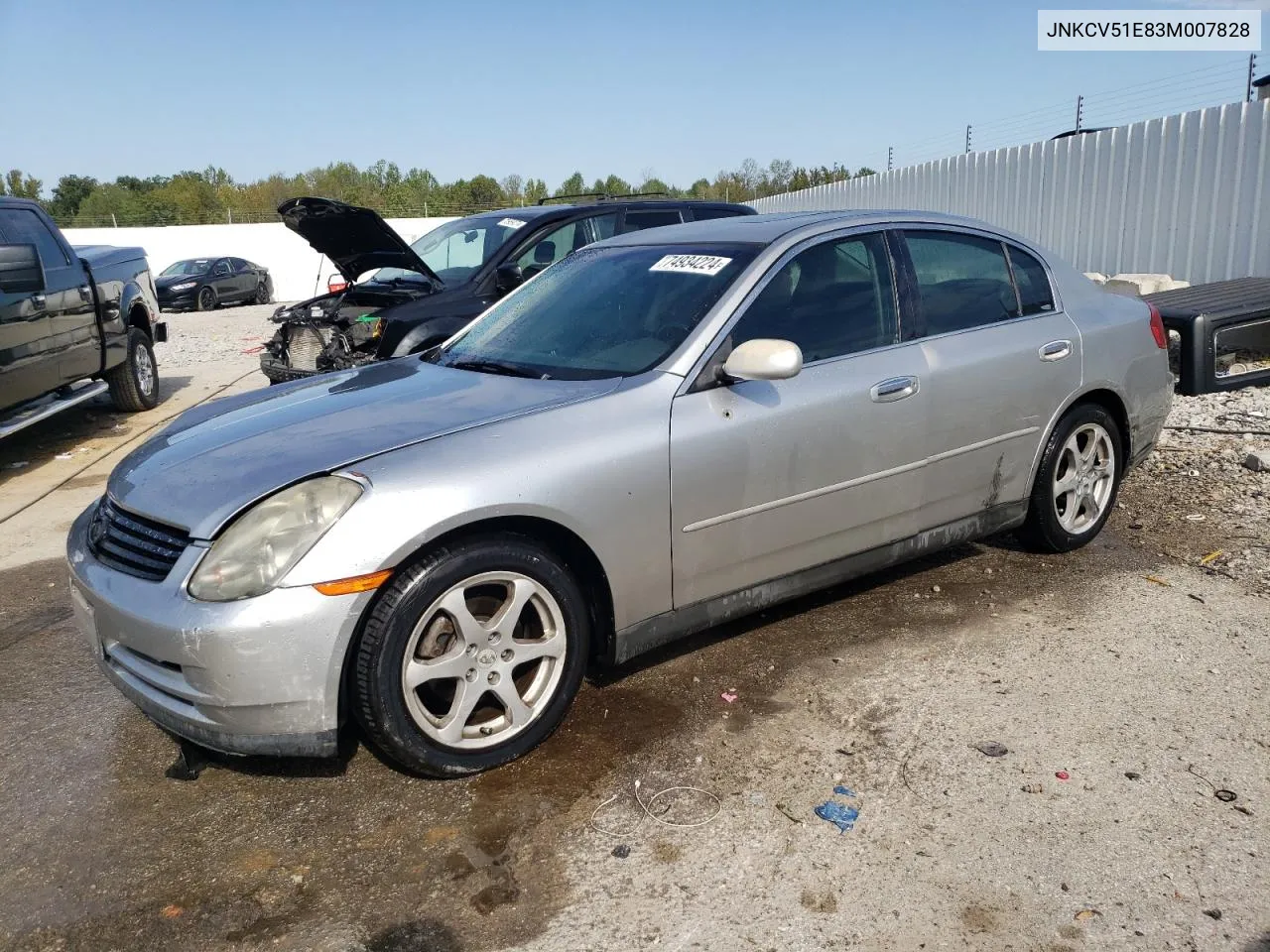 2003 Infiniti G35 VIN: JNKCV51E83M007828 Lot: 74934224