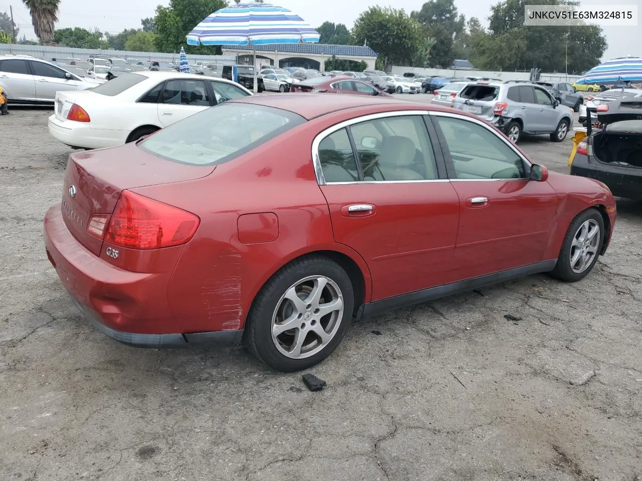 2003 Infiniti G35 VIN: JNKCV51E63M324815 Lot: 75625244