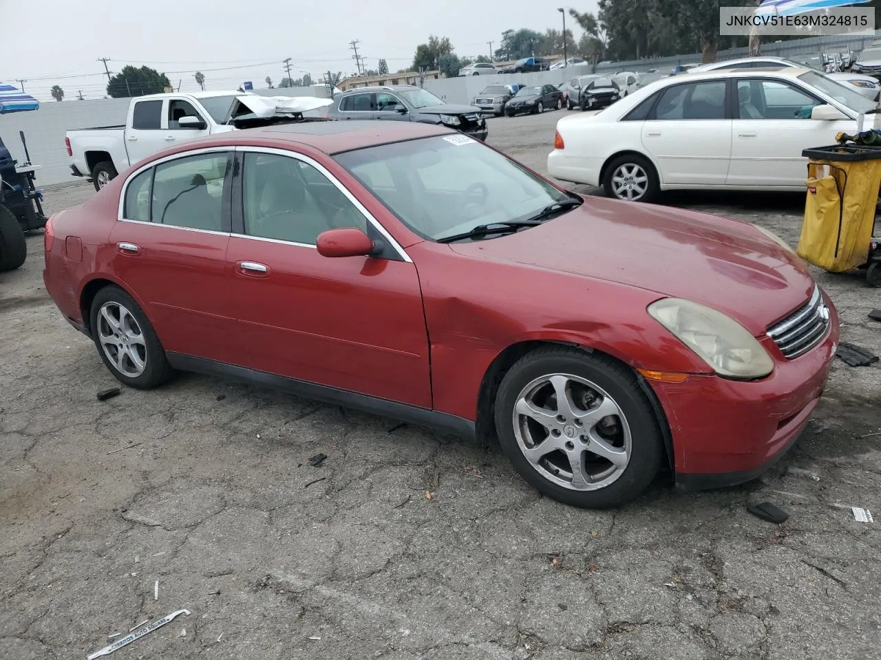 2003 Infiniti G35 VIN: JNKCV51E63M324815 Lot: 75625244