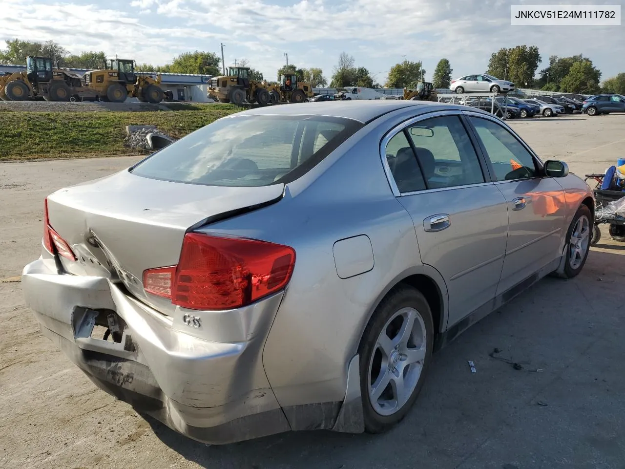 2004 Infiniti G35 VIN: JNKCV51E24M111782 Lot: 74676044