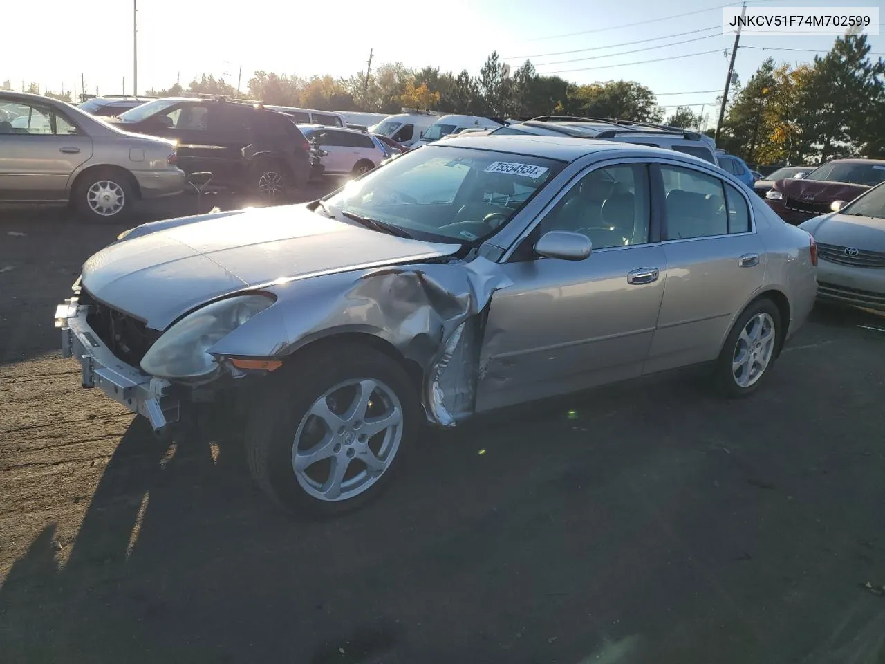 2004 Infiniti G35 VIN: JNKCV51F74M702599 Lot: 75554534