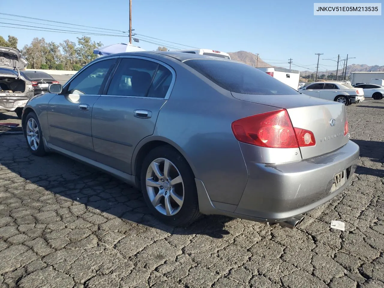 2005 Infiniti G35 VIN: JNKCV51E05M213535 Lot: 75761104