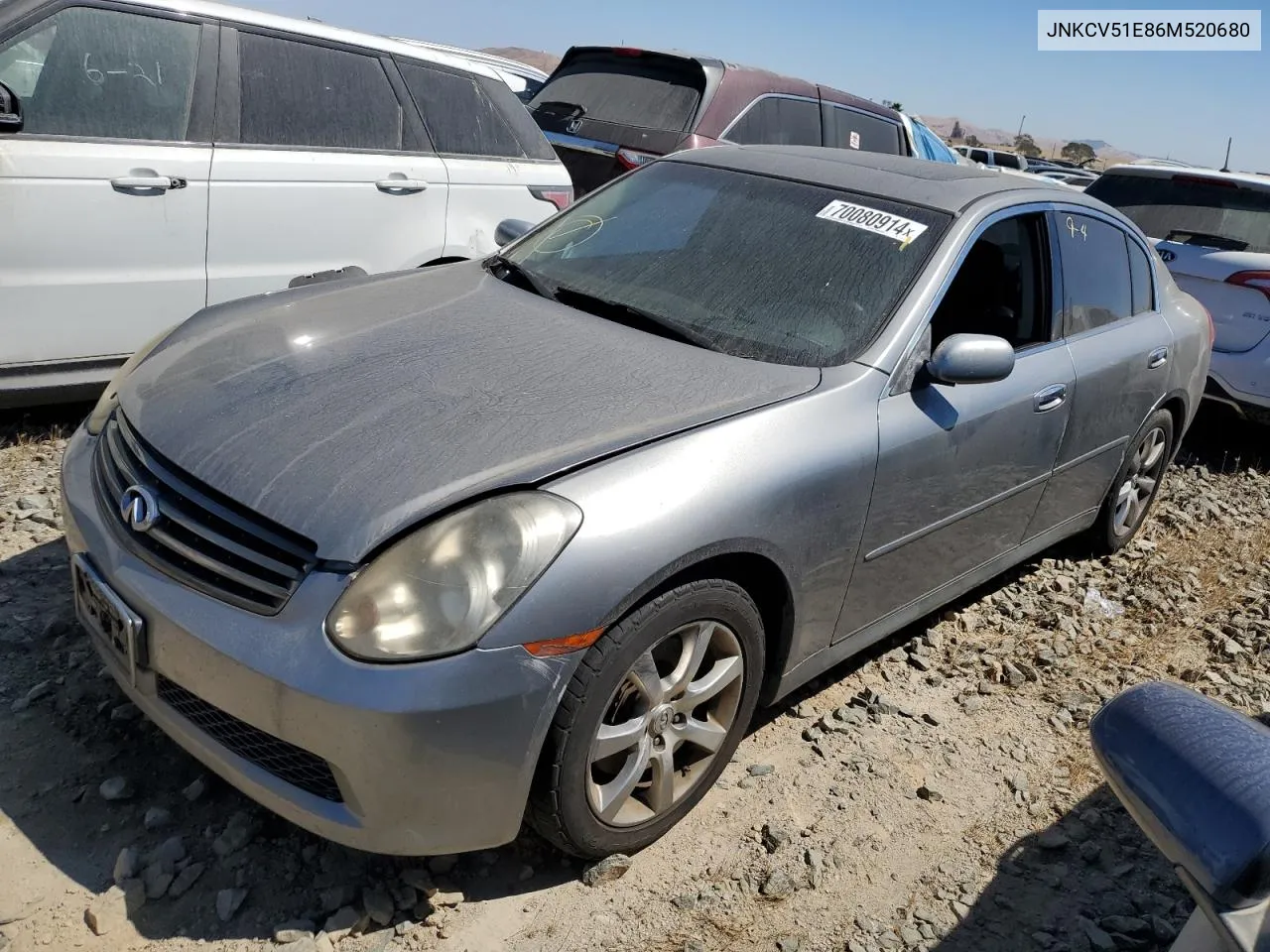 2006 Infiniti G35 VIN: JNKCV51E86M520680 Lot: 70080914