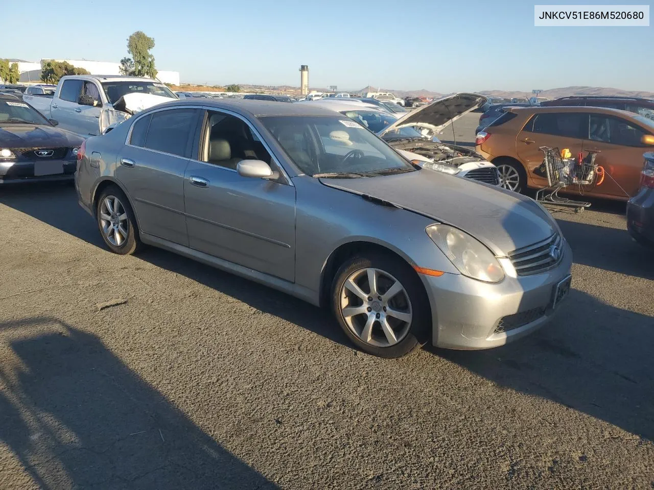 2006 Infiniti G35 VIN: JNKCV51E86M520680 Lot: 70080914