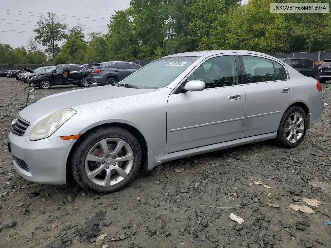 2006 Infiniti G35 VIN: JNKCV51F66M615974 Lot: 72049524