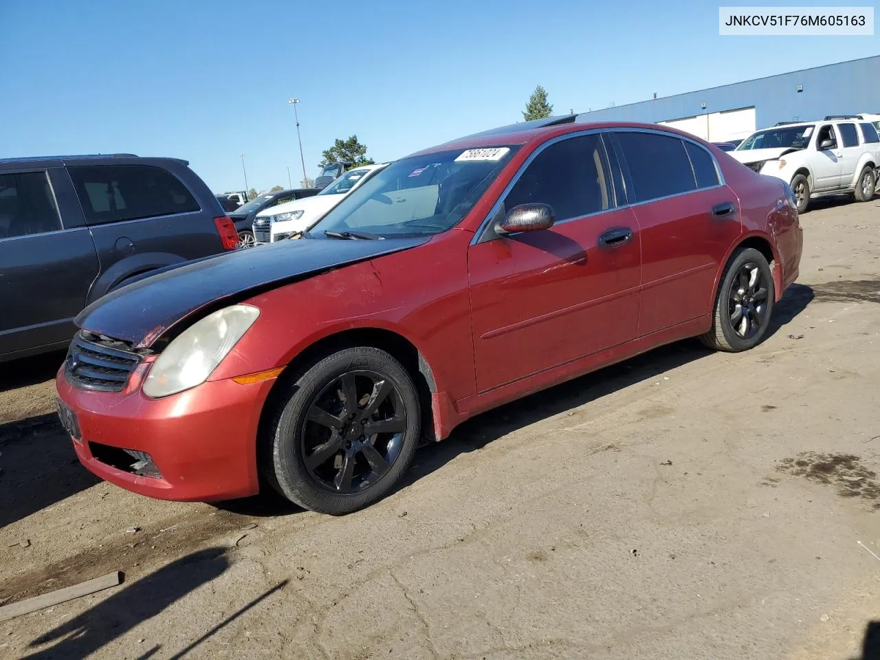 2006 Infiniti G35 VIN: JNKCV51F76M605163 Lot: 75861024