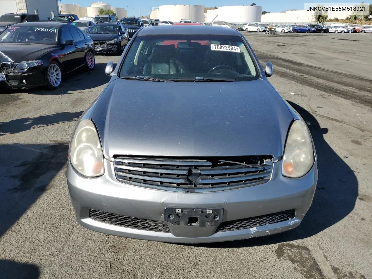 2006 Infiniti G35 VIN: JNKCV51E56M518921 Lot: 76822984