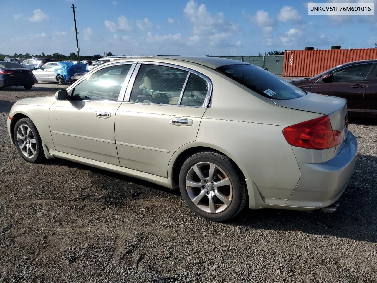 2006 Infiniti G35 VIN: JNKCV51F76M601016 Lot: 79018964