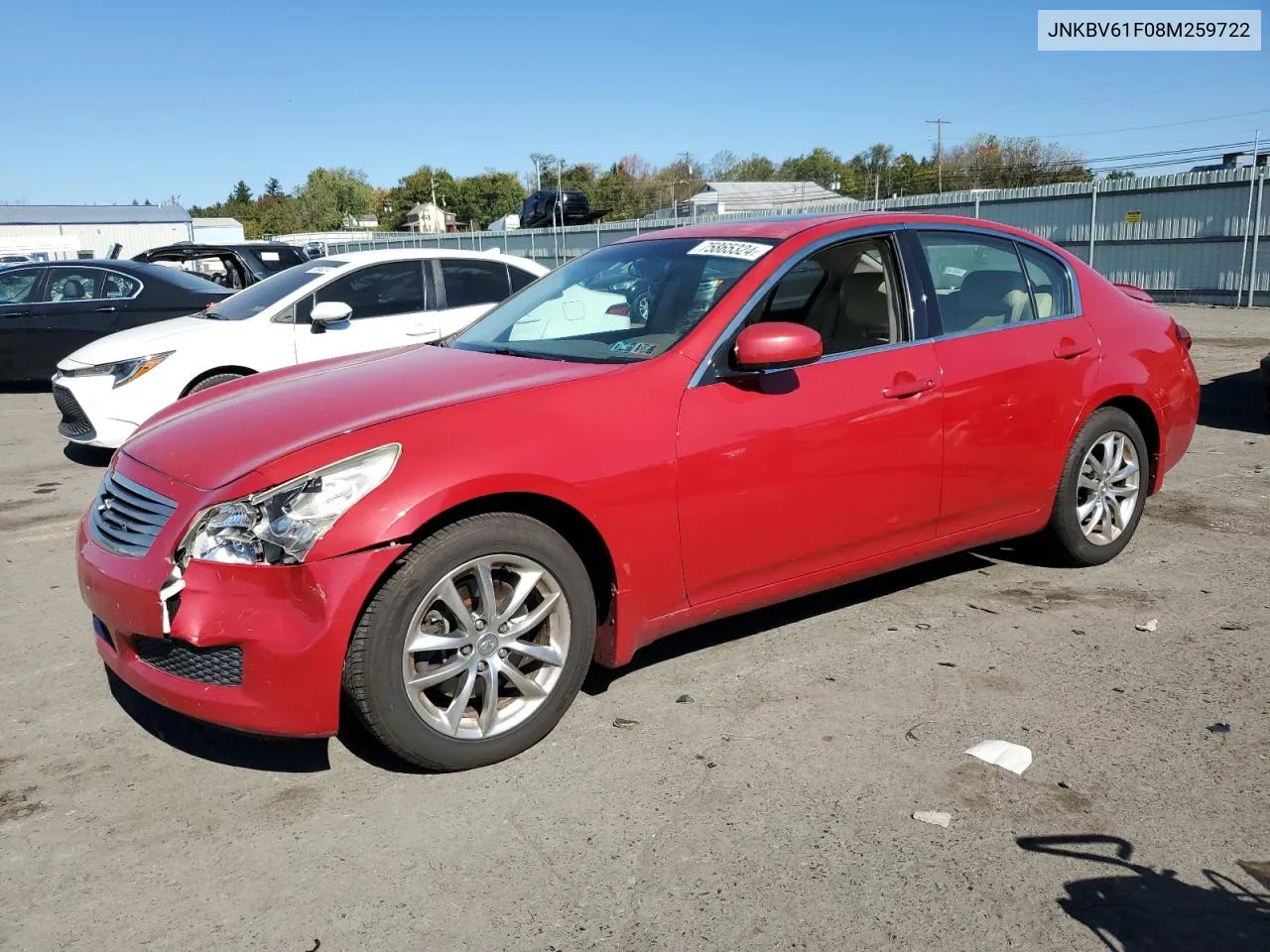 2008 Infiniti G35 VIN: JNKBV61F08M259722 Lot: 75865324