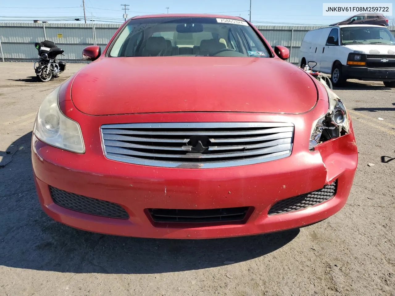 2008 Infiniti G35 VIN: JNKBV61F08M259722 Lot: 75865324