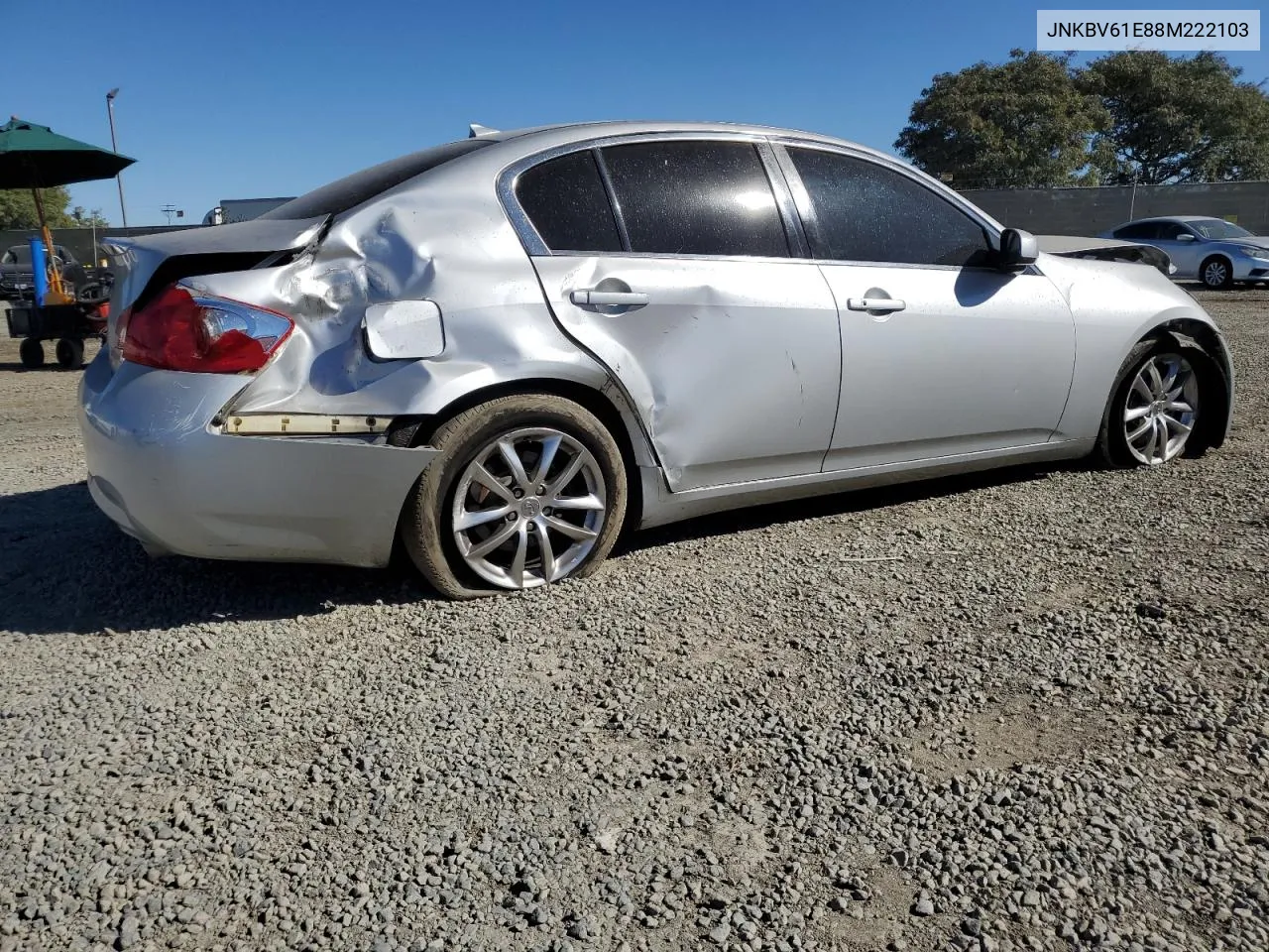 2008 Infiniti G35 VIN: JNKBV61E88M222103 Lot: 80280924