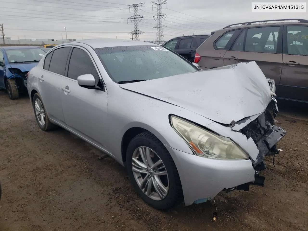 2010 Infiniti G37 VIN: JN1CV6AR4AM451315 Lot: 45016643